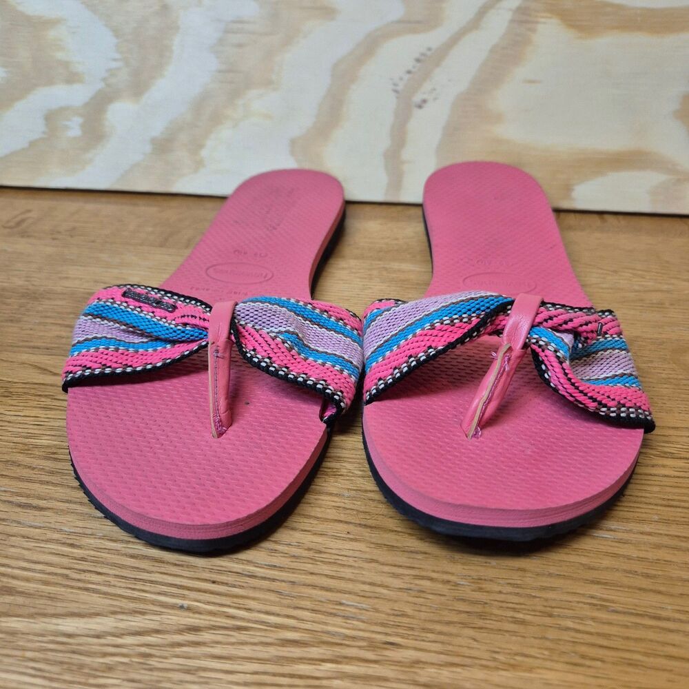 Havaianas You St Tropez Pink Bow Flip Flop Sandals Womens US 9 10 Brazil